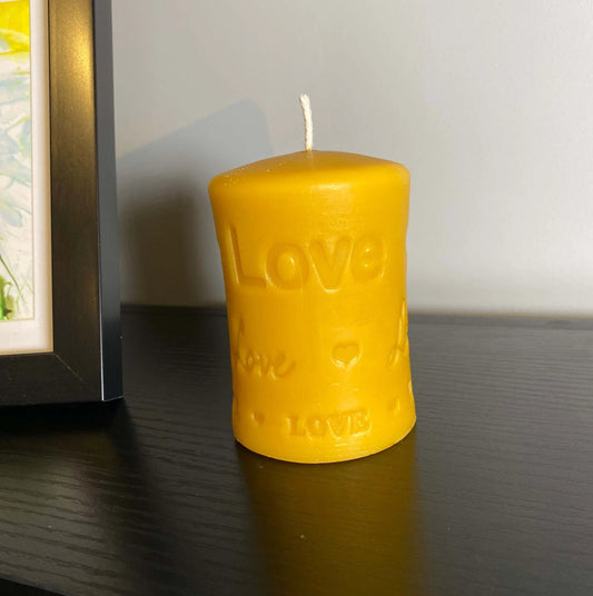 Bring Warmth & Romance to Your Home with Our Handcrafted ‘Love’ Beeswax Candle - Mêl Llŷn