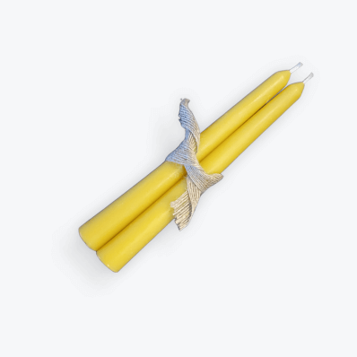 Pair of Handmade Taper Beeswax Dinner Candles - Mêl Llŷn