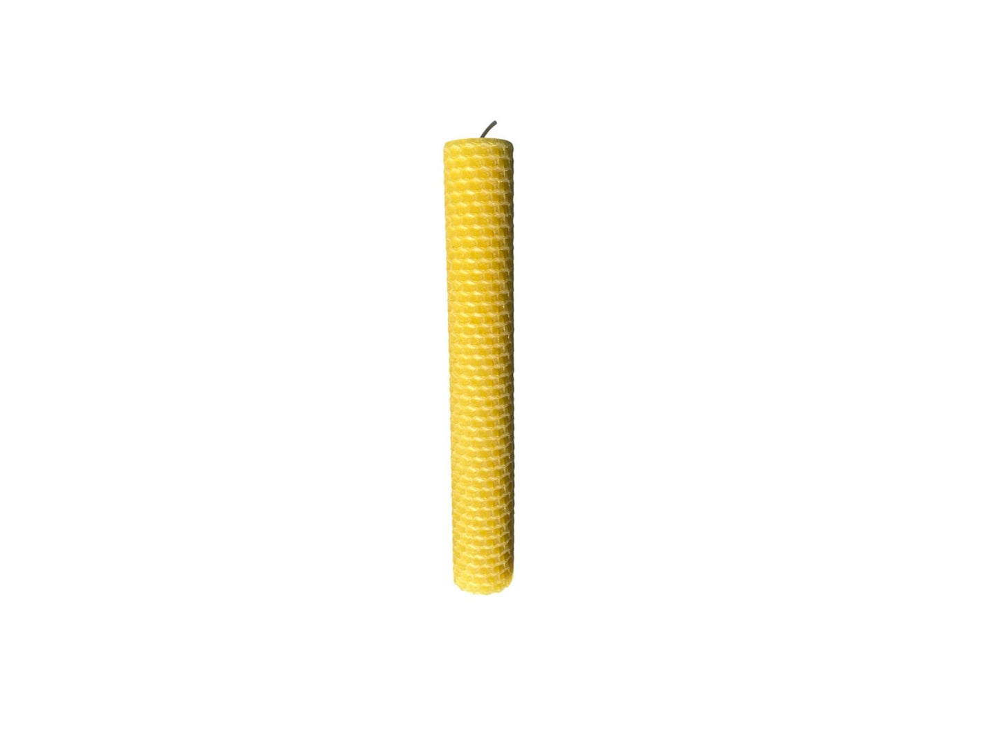 Pair of Yellow Rolled Beeswax Candle — 20cm tall x 3cm - Mêl Llŷn