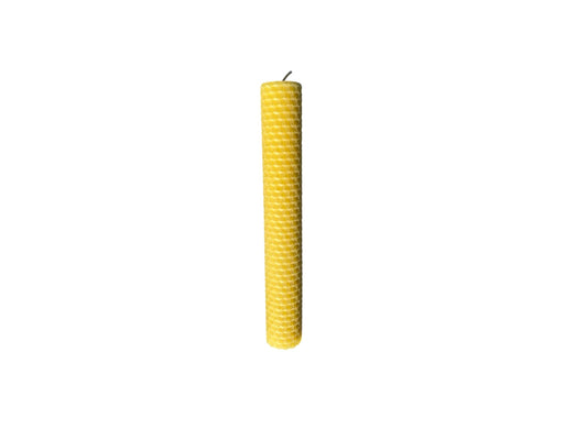 Pair of Yellow Rolled Beeswax Candle — 20cm tall x 3cm - Mêl Llŷn