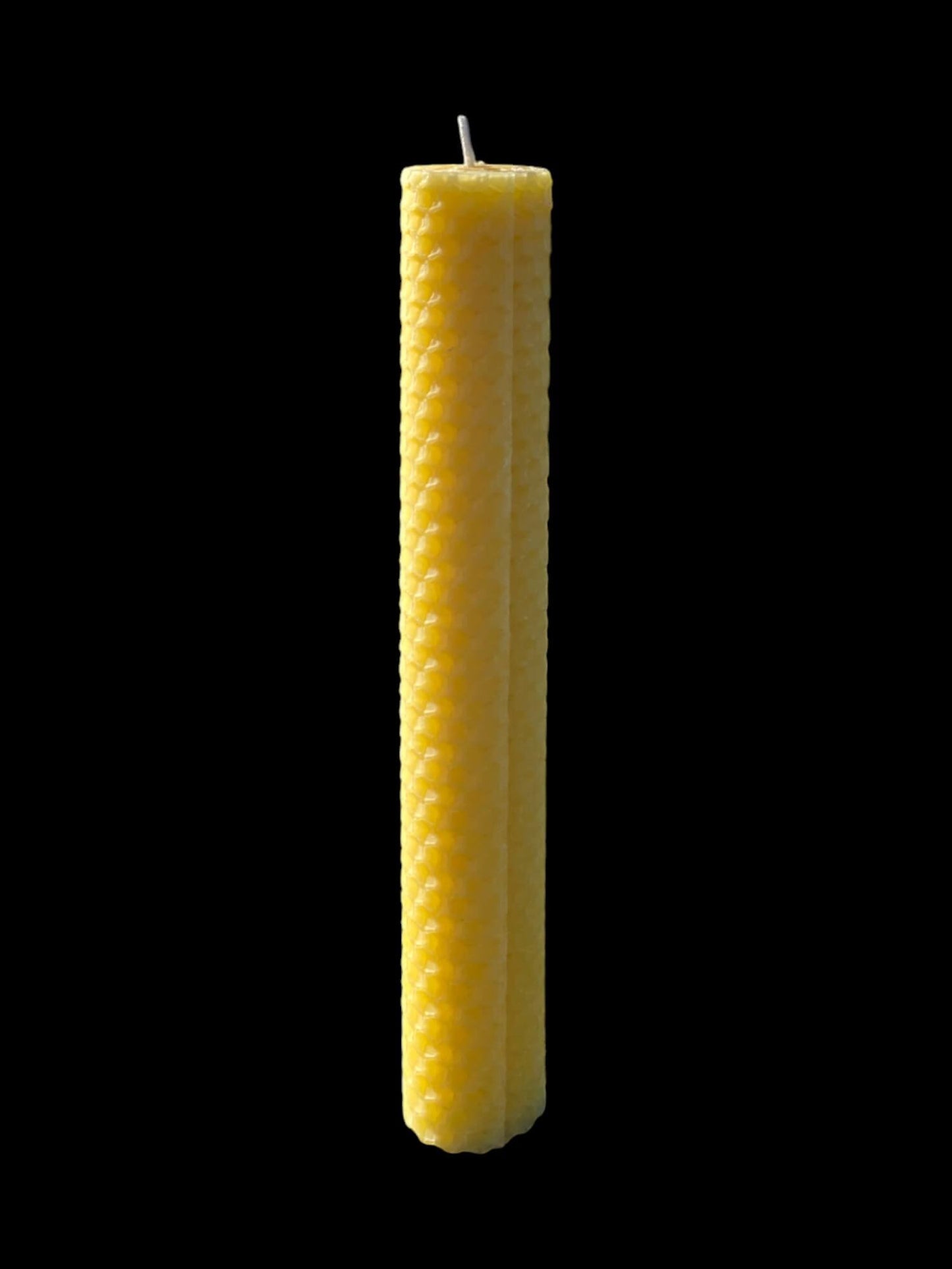 Pair of Yellow Rolled Beeswax Candle — 20cm tall x 3cm - Mêl Llŷn
