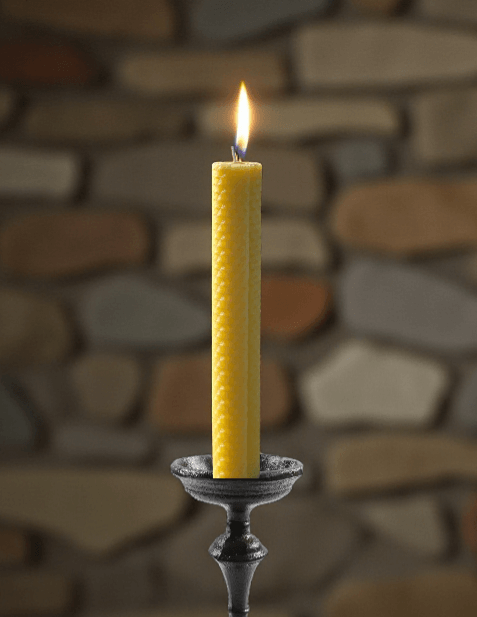 Pair of Yellow Rolled Beeswax Candle — 20cm tall x 3cm - Mêl Llŷn