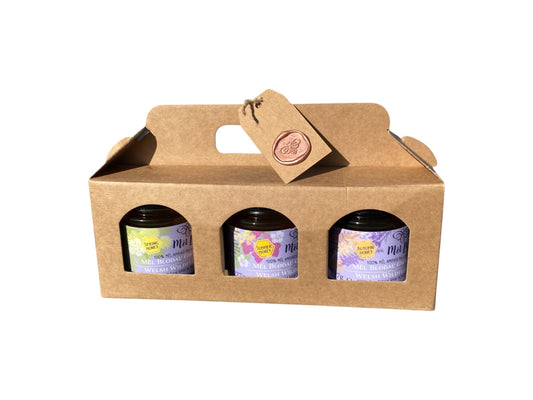 Set of 3 Raw Welsh Seasonal Honey Gift Box - Mêl Llŷn