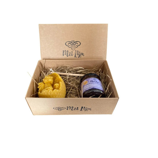 Mêl Llŷn - 227g Artisan Raw Welsh Honey & Pure Beeswax Dragon Egg Candle Gift Box with Stirrer - Mêl Llŷn