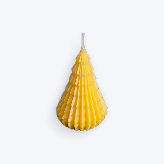 Natural 100% Beeswax Tree Candle – Pure Welsh Beeswax, Handmade, Clean Burning, Non - Toxic, Contemporary Christmas Candle, Unique Gift, Made in Wales - Mêl Llŷn