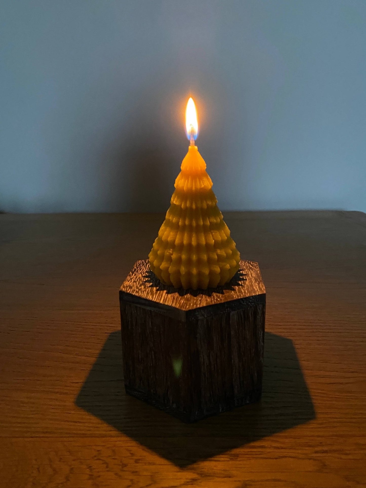 Natural 100% Beeswax Tree Candle – Pure Welsh Beeswax, Handmade, Clean Burning, Non - Toxic, Contemporary Christmas Candle, Unique Gift, Made in Wales - Mêl Llŷn
