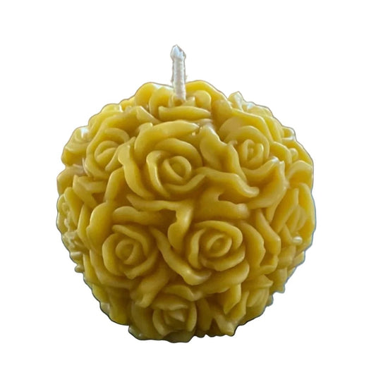 Natural 100% British Beeswax Alternative Rose Detail Candle - Mêl Llŷn