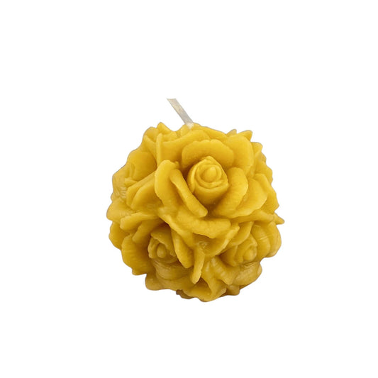 Natural 100% British Beeswax Rose Detail Candle - Mêl Llŷn