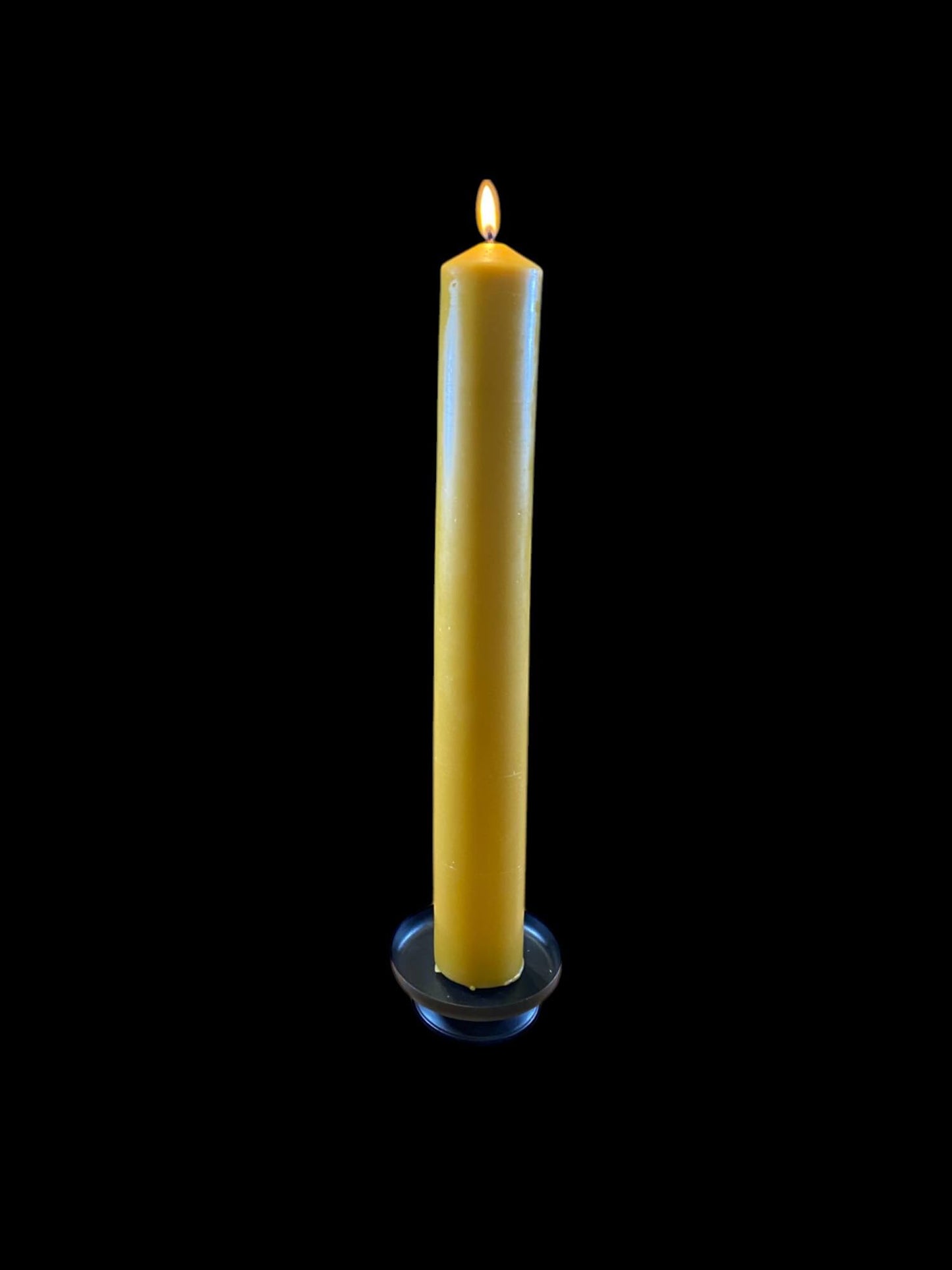 Very Large Pure Beeswax Church Candle - Hand - Poured - (37cm high) - Natural Honey Scent - Minimum 100 hours burntime on a black background - Mêl Llŷn